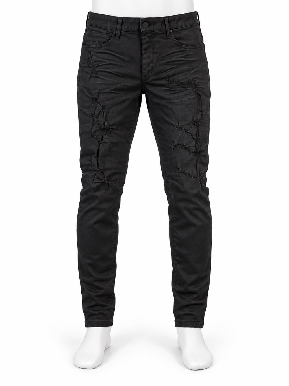 Smoke Rise Men’s Black Distressed Slim Jeans W34 L32